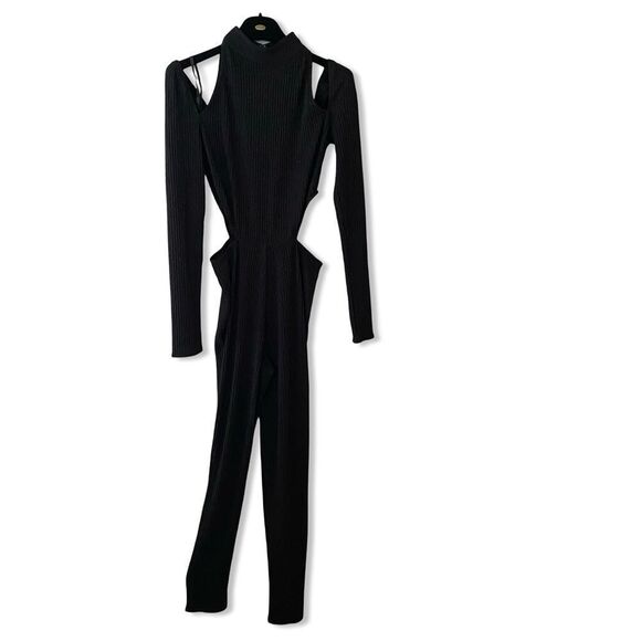NWT Michael Costello x REVOLVE Archer Jumpsuit Black cut out one piece catsuit S - Picture 8 of 13